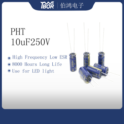 10UF 250V 8x16mmの放射状の電気分解コンデンサー20%の許容