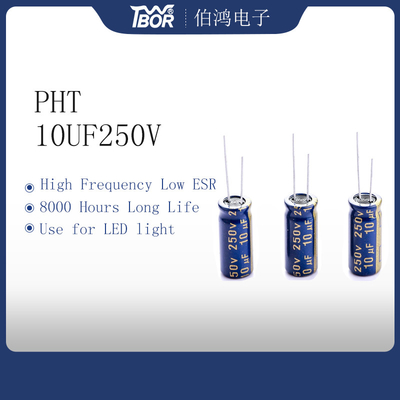 低いESRのアルミニウム電気分解コンデンサー10uf250v 8x16mm