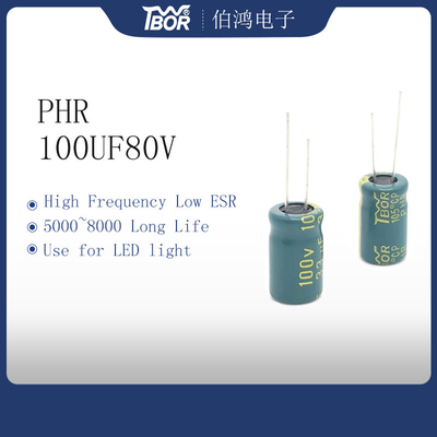 高周波100uF 80Vのアルミニウム電気分解コンデンサー10X20mm 5000時間
