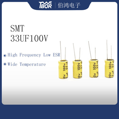 SMT 33UF100Vの高温コンデンサー8X12mmの放射状のものターミナル