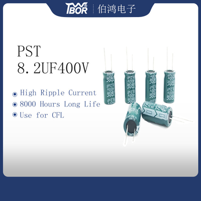 緑の放射状の電気分解コンデンサー8.2UF400V 10X20mm TW BOR