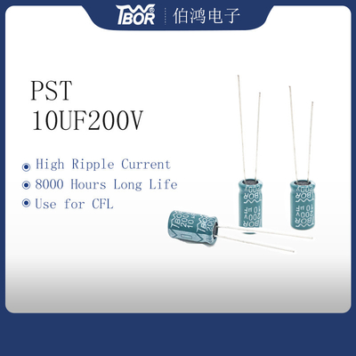 ISO9001 8X16MMの放射状アルミニウム電気分解コンデンサー10UF200V