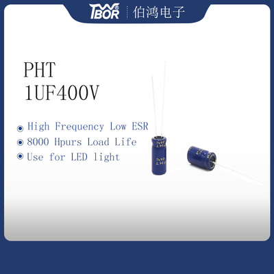 1UF 400V低いESRのアルミニウム電気分解コンデンサー8x10mmの放射状のものの鉛