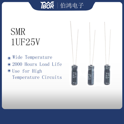 1UF 25Vの放射状の電気分解コンデンサーISO14001 20%の許容