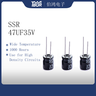 黒く広い温度5x7mmのミニチュアのコンデンサー25v 47uf